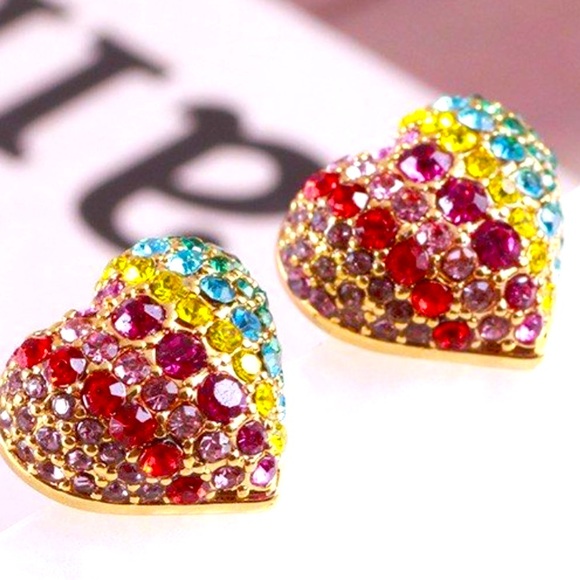 New Kate Spade On The Dot Rainbow Collection Heart Studs - Picture 6 of 9